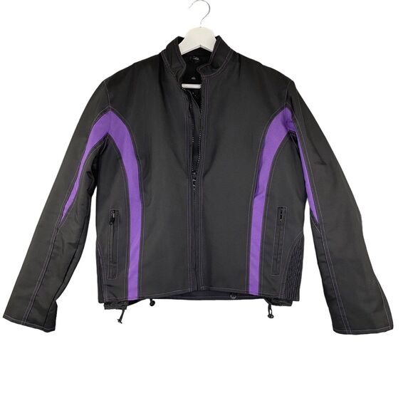 Zony Jackets & Blazers - Zony Jacket Womens Medium Black/Purple Moto Coat Fitted Removable Lining